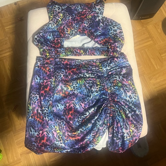 Sexy Hallow Out Cheetah Print Skirt Set Sz S - Picture 3 of 3